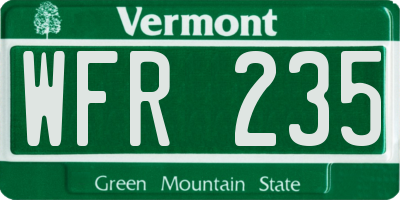 VT license plate WFR235