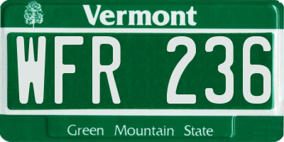 VT license plate WFR236