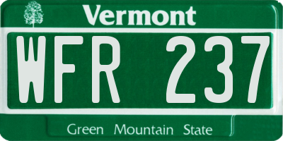 VT license plate WFR237