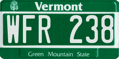 VT license plate WFR238