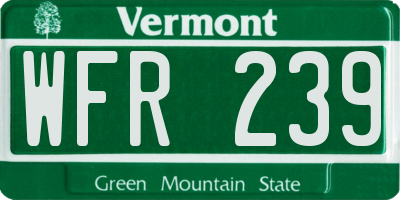 VT license plate WFR239