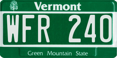VT license plate WFR240