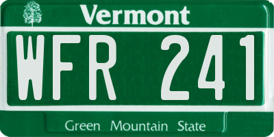 VT license plate WFR241