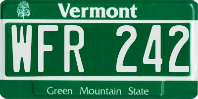 VT license plate WFR242