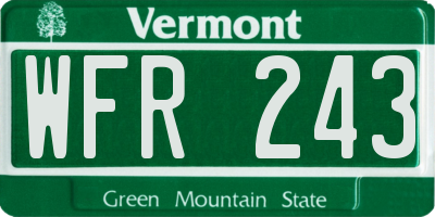 VT license plate WFR243