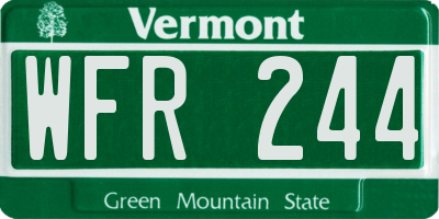 VT license plate WFR244