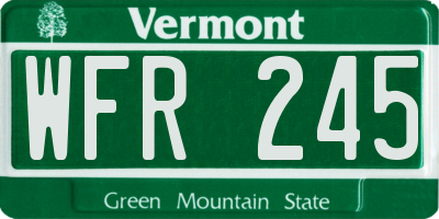 VT license plate WFR245