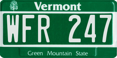 VT license plate WFR247