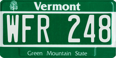 VT license plate WFR248