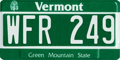 VT license plate WFR249