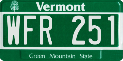 VT license plate WFR251
