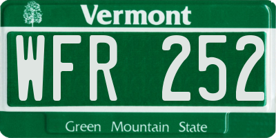 VT license plate WFR252