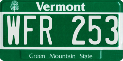 VT license plate WFR253