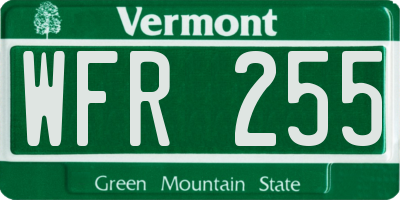 VT license plate WFR255