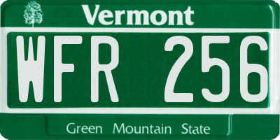 VT license plate WFR256