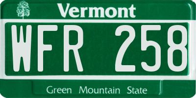VT license plate WFR258