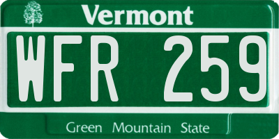 VT license plate WFR259