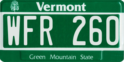 VT license plate WFR260
