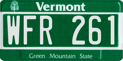 VT license plate WFR261
