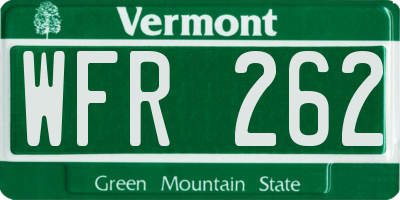 VT license plate WFR262