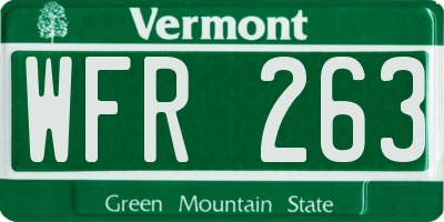 VT license plate WFR263