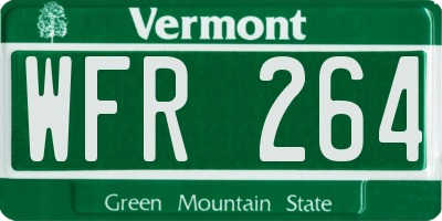 VT license plate WFR264