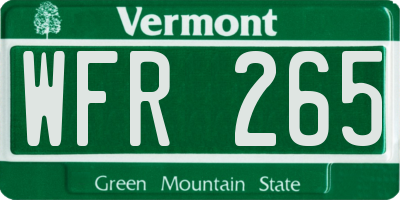 VT license plate WFR265