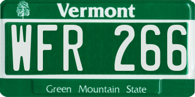VT license plate WFR266