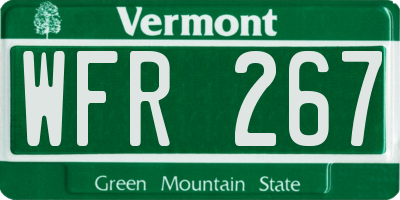 VT license plate WFR267