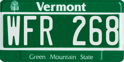 VT license plate WFR268