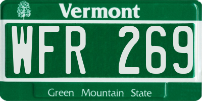 VT license plate WFR269