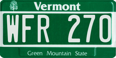 VT license plate WFR270