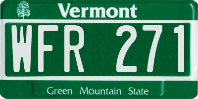 VT license plate WFR271