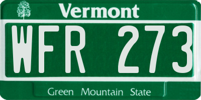 VT license plate WFR273