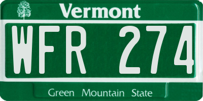 VT license plate WFR274