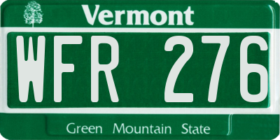 VT license plate WFR276