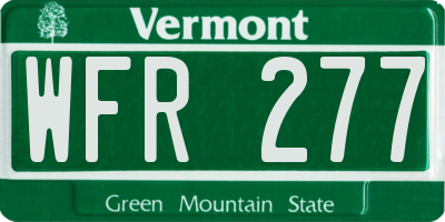 VT license plate WFR277