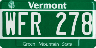 VT license plate WFR278