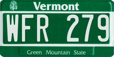 VT license plate WFR279