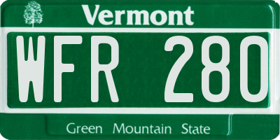 VT license plate WFR280
