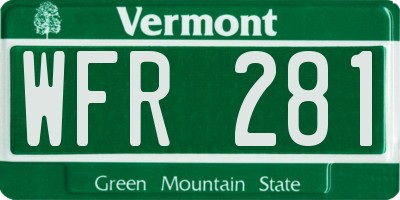 VT license plate WFR281