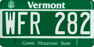 VT license plate WFR282