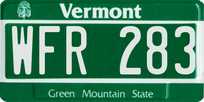 VT license plate WFR283