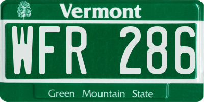 VT license plate WFR286