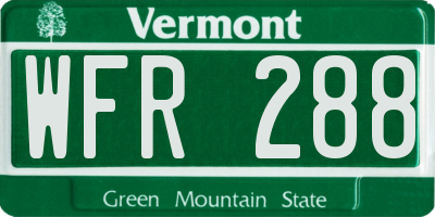 VT license plate WFR288