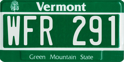 VT license plate WFR291