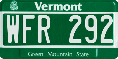 VT license plate WFR292