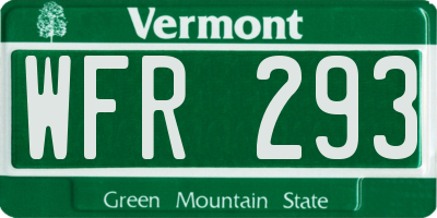 VT license plate WFR293