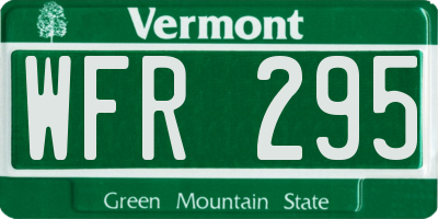 VT license plate WFR295