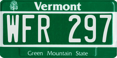 VT license plate WFR297